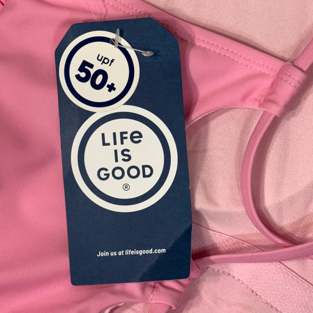 Life is Good X-Large Swimsuit One-Piece Chairs Tie-Back Scoop Neck UPF 50+ Pink - Picture 8 of 9
